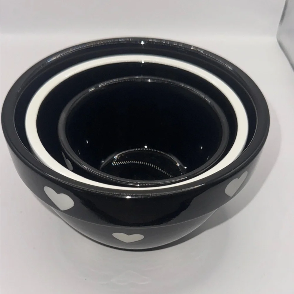 Heart Patterned Black and White nesting Bowls